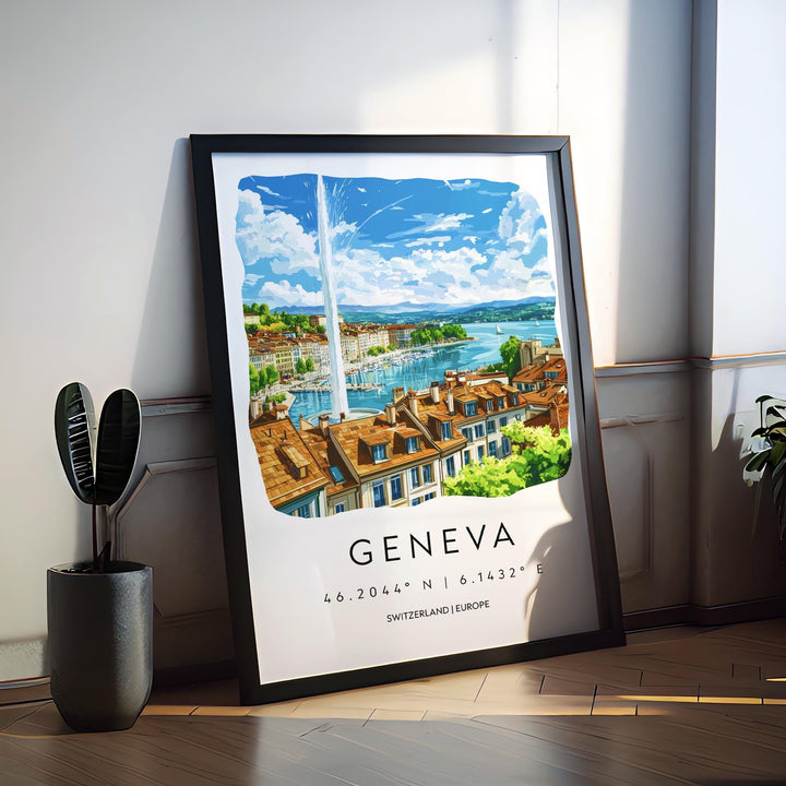 Geneva Watercolor Poster Wall Art Geneva Wall Decor Home Décor Geneva Gift Switzerland Art Lover Gift, Travel Souvenir Print