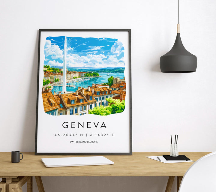 Geneva Watercolor Poster Wall Art Geneva Wall Decor Home Décor Geneva Gift Switzerland Art Lover Gift, Travel Souvenir Print