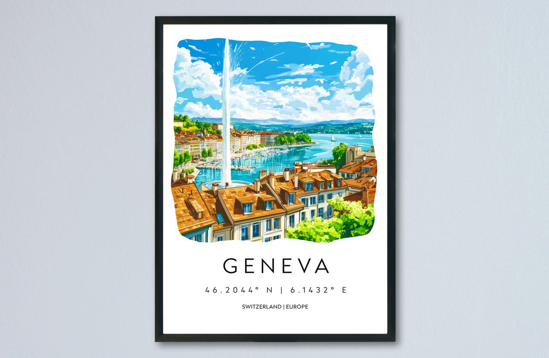 Geneva Watercolor Poster Wall Art Geneva Wall Decor Home Décor Geneva Gift Switzerland Art Lover Gift, Travel Souvenir Print