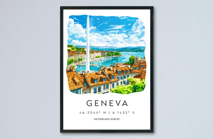 Geneva Watercolor Poster Wall Art Geneva Wall Decor Home Décor Geneva Gift Switzerland Art Lover Gift, Travel Souvenir Print
