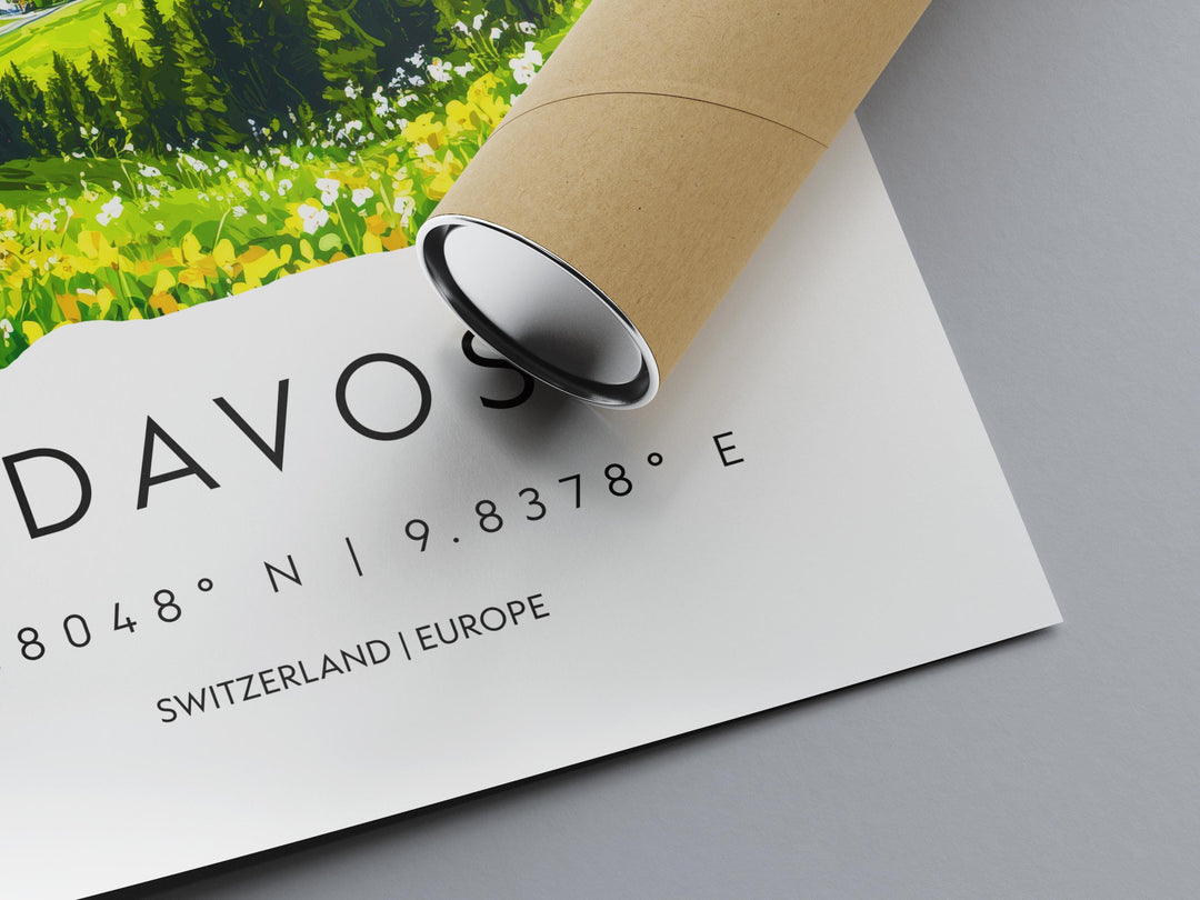 Davos Watercolor Poster Wall Art Davos Wall Decor Home Décor Davos Gift Switzerland Art Lover Gift, Travel Souvenir Print