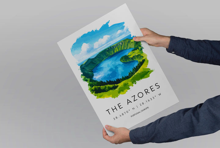 The Azores Watercolor Poster Wall Art Azores Wall Decor Home Décor The Azores Gift Portugal Art Lover Gift, Travel Souvenir Print