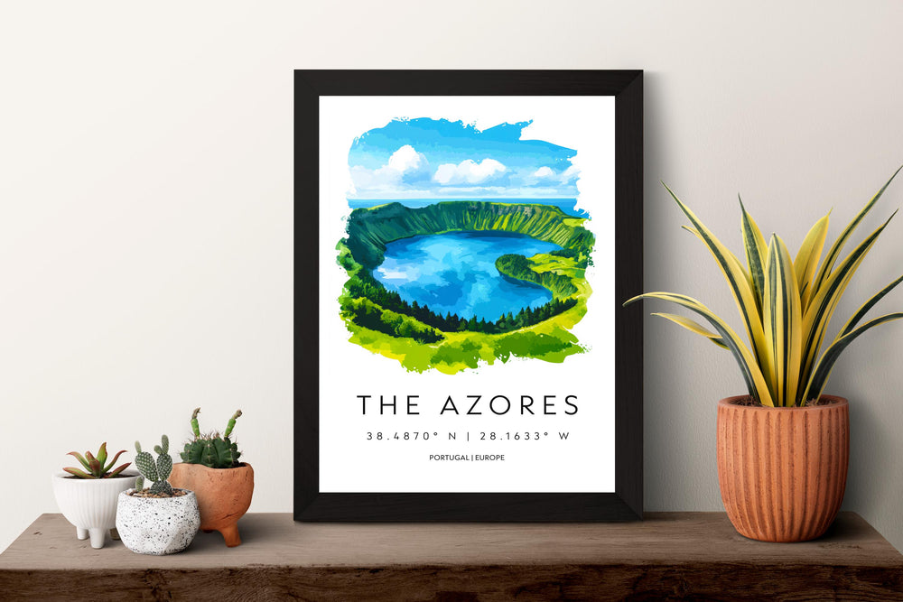 The Azores Watercolor Poster Wall Art Azores Wall Decor Home Décor The Azores Gift Portugal Art Lover Gift, Travel Souvenir Print