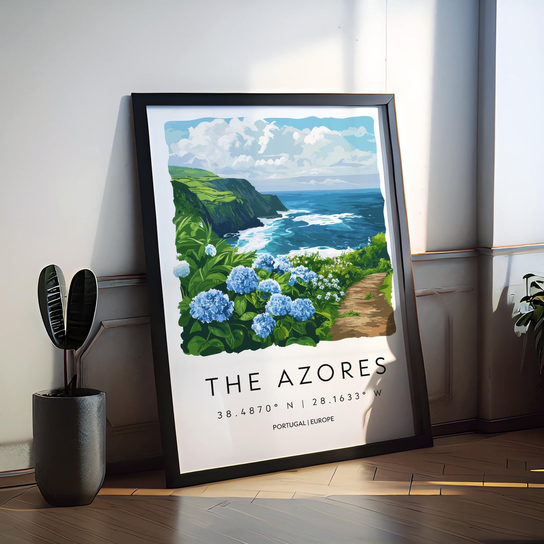 The Azores Watercolor Poster Wall Art Azores Wall Decor Home Décor The Azores Gift Portugal Art Lover Gift, Travel Souvenir Print