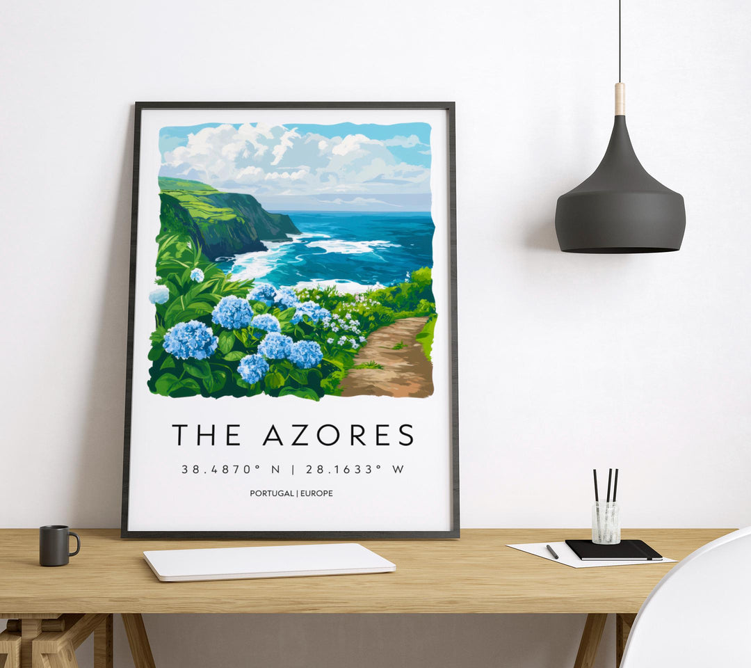 The Azores Watercolor Poster Wall Art Azores Wall Decor Home Décor The Azores Gift Portugal Art Lover Gift, Travel Souvenir Print