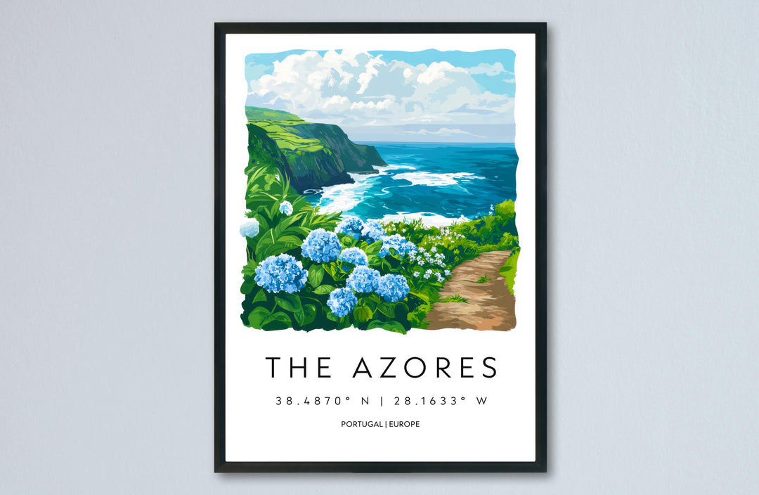 The Azores Watercolor Poster Wall Art Azores Wall Decor Home Décor The Azores Gift Portugal Art Lover Gift, Travel Souvenir Print