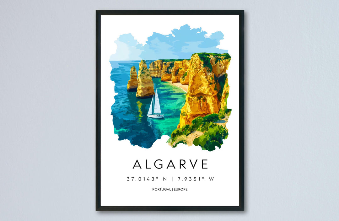 Algarve Watercolor Poster Wall Art Algarve Wall Decor Home Décor Algarve Gift Portugal Art Lover Gift, Travel Souvenir Print