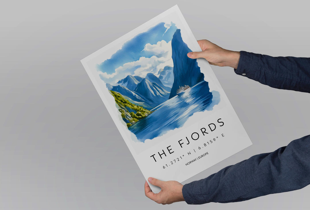 The Fjords Watercolor Poster Wall Art Fjords Wall Decor Home Décor The Fjords Gift Norway Art Lover Gift, Travel Souvenir Print