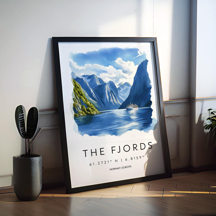 The Fjords Watercolor Poster Wall Art Fjords Wall Decor Home Décor The Fjords Gift Norway Art Lover Gift, Travel Souvenir Print