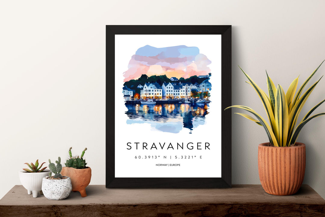 Stavanger Watercolor Poster Wall Art Stavanger Wall Decor Home Décor Stavanger Gift Norway Art Lover Gift, Travel Souvenir Print