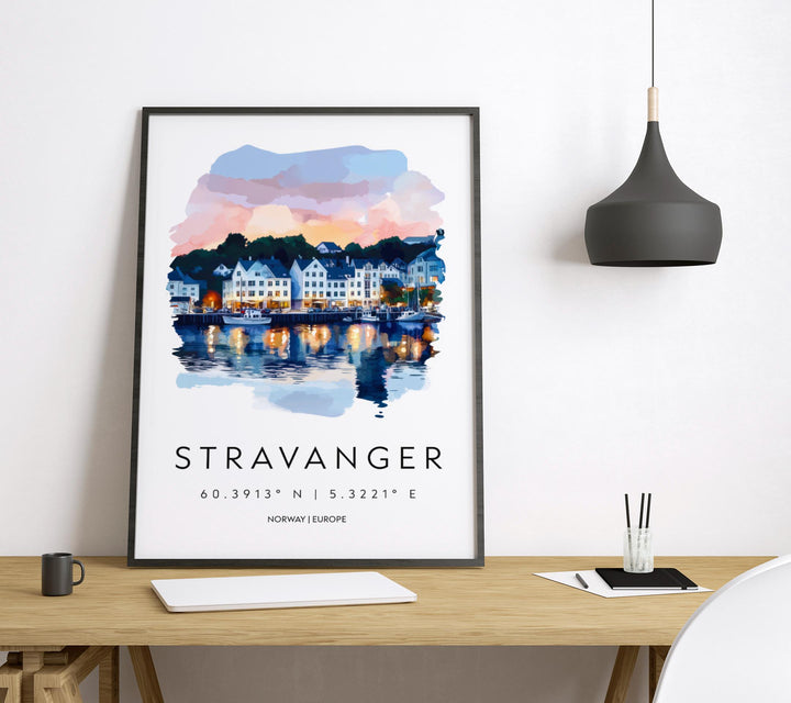 Stavanger Watercolor Poster Wall Art Stavanger Wall Decor Home Décor Stavanger Gift Norway Art Lover Gift, Travel Souvenir Print