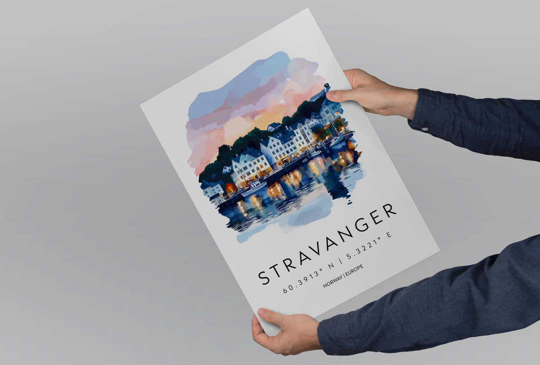 Stavanger Watercolor Poster Wall Art Stavanger Wall Decor Home Décor Stavanger Gift Norway Art Lover Gift, Travel Souvenir Print