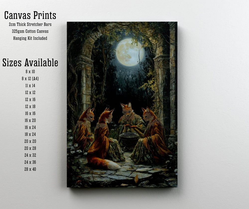 Fox Masked Dancers Print | Vintage Cottagecore Forest Art