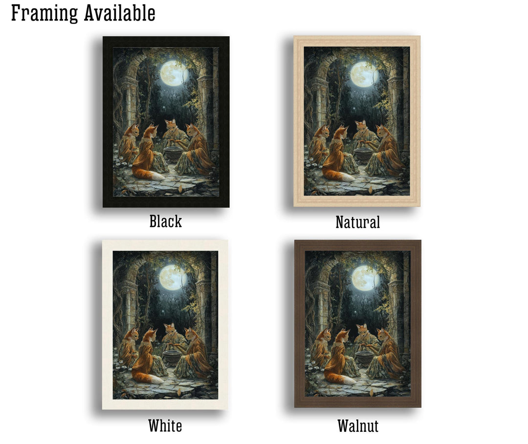 Fox Masked Dancers Print | Vintage Cottagecore Forest Art