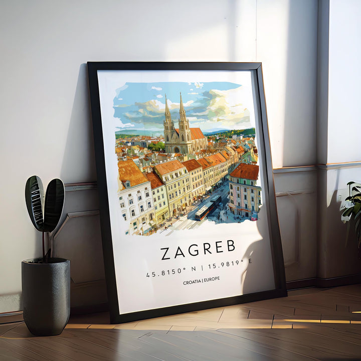 Zagreb Watercolor Poster Wall Art Zagreb Wall Decor Home Décor Zagreb Gift Croatia Art Lover Gift, Travel Souvenir Print