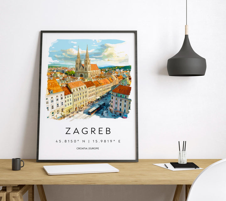 Zagreb Watercolor Poster Wall Art Zagreb Wall Decor Home Décor Zagreb Gift Croatia Art Lover Gift, Travel Souvenir Print