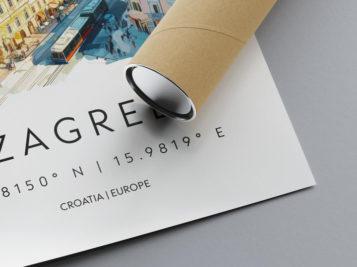 Zagreb Watercolor Poster Wall Art Zagreb Wall Decor Home Décor Zagreb Gift Croatia Art Lover Gift, Travel Souvenir Print