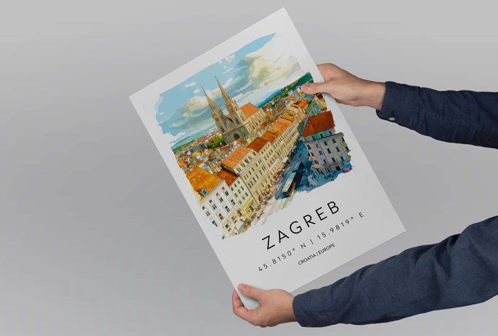 Zagreb Watercolor Poster Wall Art Zagreb Wall Decor Home Décor Zagreb Gift Croatia Art Lover Gift, Travel Souvenir Print