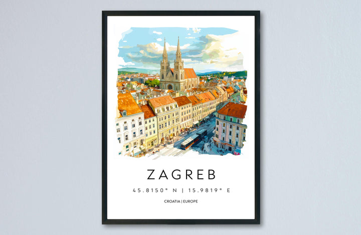 Zagreb Watercolor Poster Wall Art Zagreb Wall Decor Home Décor Zagreb Gift Croatia Art Lover Gift, Travel Souvenir Print