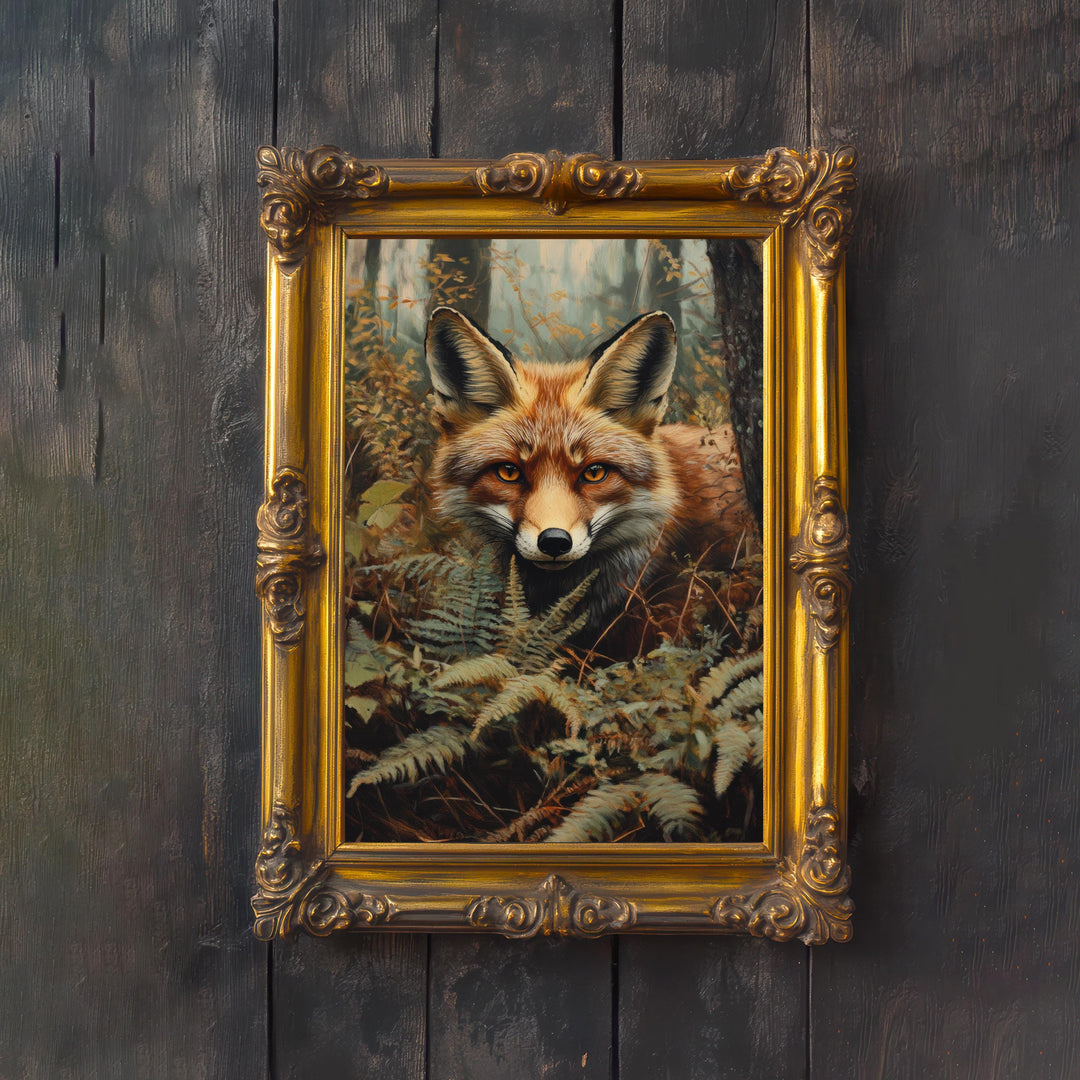 Red Fox Cottagecore Print Poster Vintage Forest Art Dark Academia Antique Illustration Wall Decor Enchanted Woodland Cottagecore