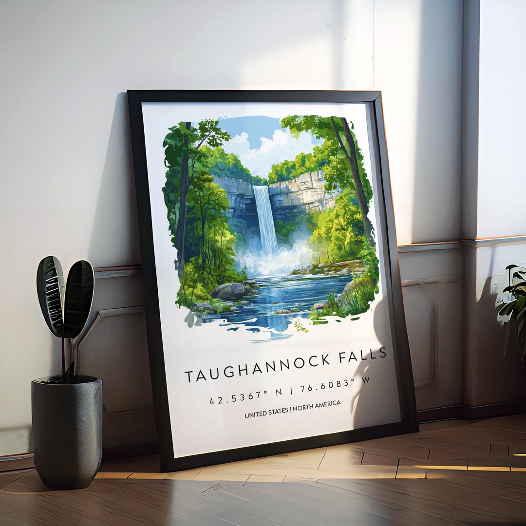 Taughannock Falls Watercolor Poster Wall Art Taughannock Decor Home Décor Taughannock Falls Gift USA Art Lover Gift, Travel Print