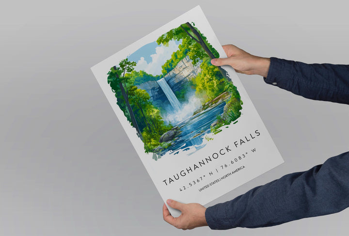 Taughannock Falls Watercolor Poster Wall Art Taughannock Decor Home Décor Taughannock Falls Gift USA Art Lover Gift, Travel Print