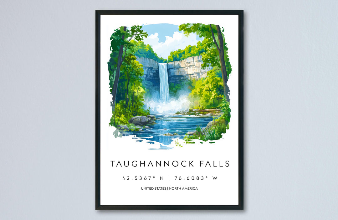 Taughannock Falls Watercolor Poster Wall Art Taughannock Decor Home Décor Taughannock Falls Gift USA Art Lover Gift, Travel Print