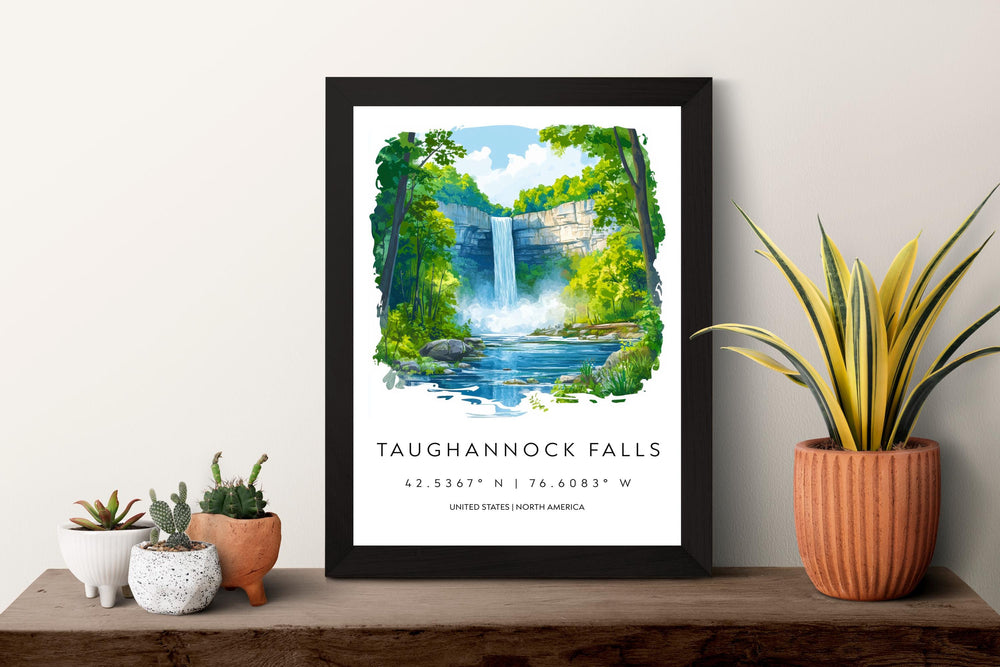 Taughannock Falls Watercolor Poster Wall Art Taughannock Decor Home Décor Taughannock Falls Gift USA Art Lover Gift, Travel Print