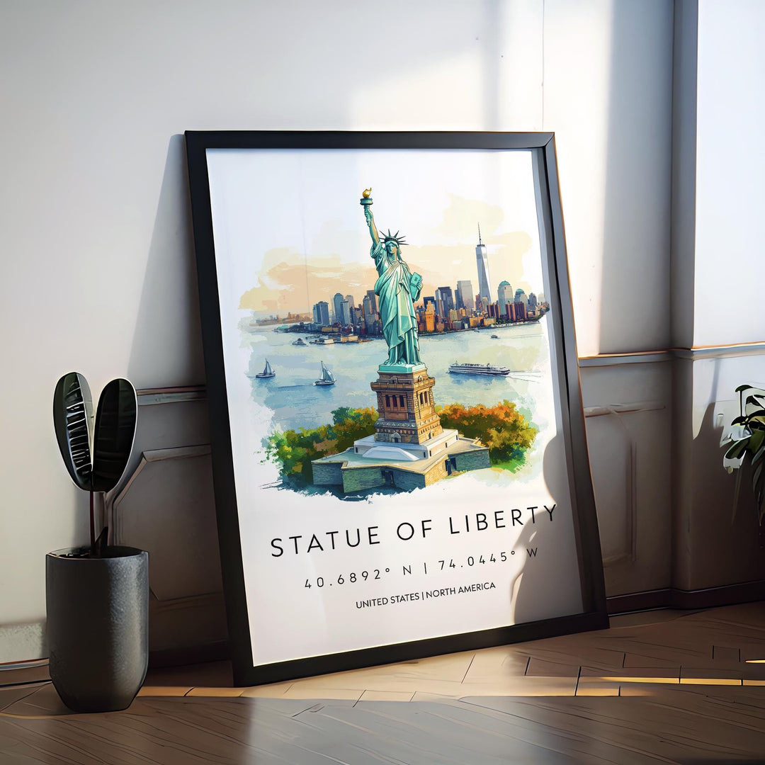 Statue of Liberty Watercolor Poster Wall Art Statue of Liberty Wall Decor Home Décor Statue of Liberty Gift USA Art Lover Gift, Travel Print