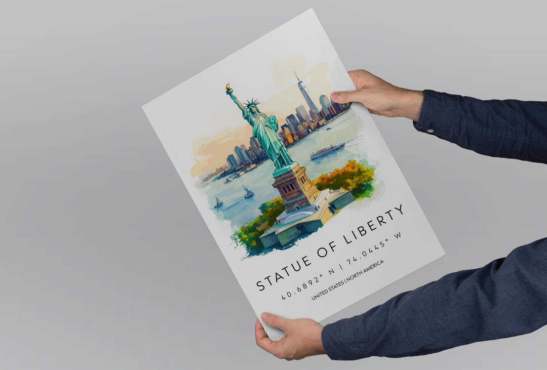 Statue of Liberty Watercolor Poster Wall Art Statue of Liberty Wall Decor Home Décor Statue of Liberty Gift USA Art Lover Gift, Travel Print
