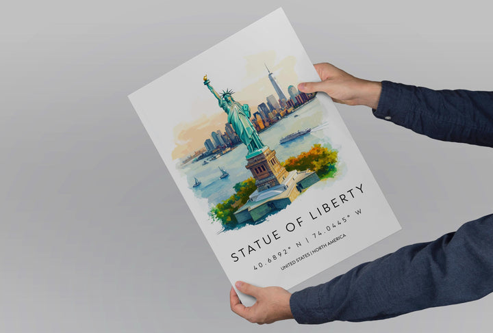 Statue of Liberty Watercolor Poster Wall Art Statue of Liberty Wall Decor Home Décor Statue of Liberty Gift USA Art Lover Gift, Travel Print