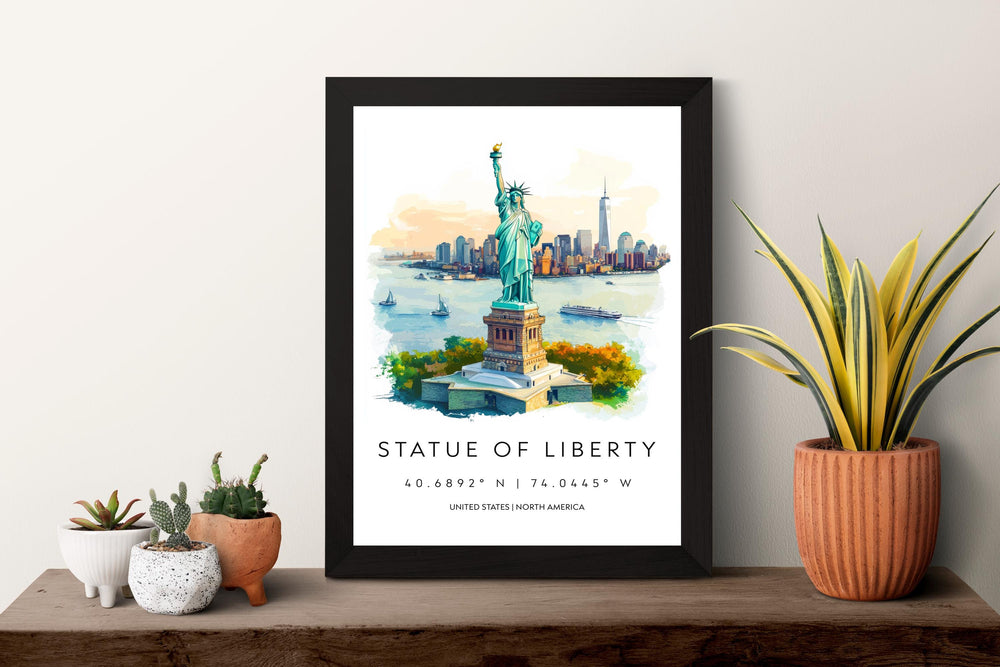 Statue of Liberty Watercolor Poster Wall Art Statue of Liberty Wall Decor Home Décor Statue of Liberty Gift USA Art Lover Gift, Travel Print