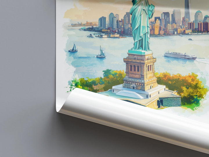 Statue of Liberty Watercolor Poster Wall Art Statue of Liberty Wall Decor Home Décor Statue of Liberty Gift USA Art Lover Gift, Travel Print