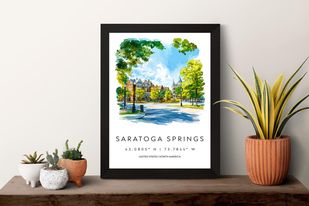 Saratoga Springs Watercolor Poster Wall Art Saratoga Decor Home Décor Saratoga Springs Gift USA Art Lover Gift, Travel Souvenir Print