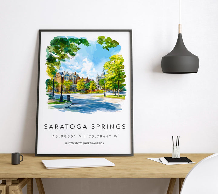 Saratoga Springs Watercolor Poster Wall Art Saratoga Decor Home Décor Saratoga Springs Gift USA Art Lover Gift, Travel Souvenir Print