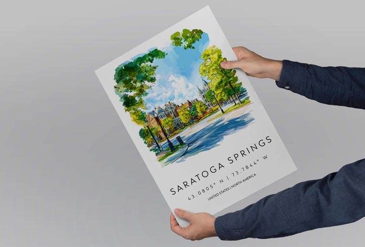 Saratoga Springs Watercolor Poster Wall Art Saratoga Decor Home Décor Saratoga Springs Gift USA Art Lover Gift, Travel Souvenir Print