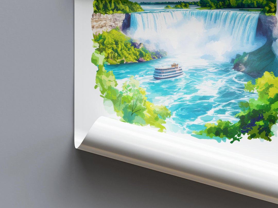 Niagara Falls Watercolor Poster Wall Art Niagara Falls Wall Decor Home Décor Niagara Falls Gift USA Canada Art Lover Gift, Travel Print