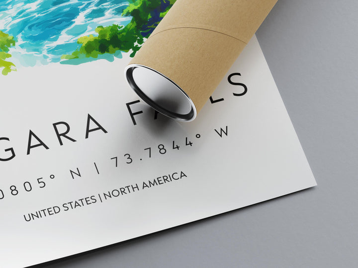 Niagara Falls Watercolor Poster Wall Art Niagara Falls Wall Decor Home Décor Niagara Falls Gift USA Canada Art Lover Gift, Travel Print