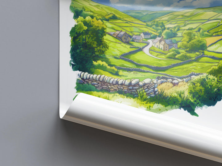 Yorkshire Dales NP Watercolor Poster Art Yorkshire Dales Decor Home Décor Yorkshire Dales Gift UK Art Lover Gift, Travel Print