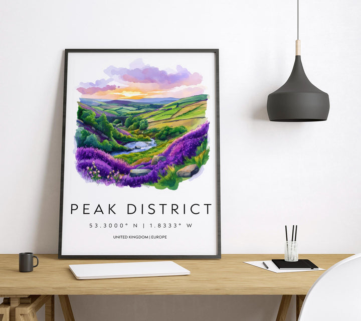 Peak District Watercolor Poster Wall Art Peak District Decor Home Décor Peak District Gift UK Art Lover Gift, Travel Souvenir Print