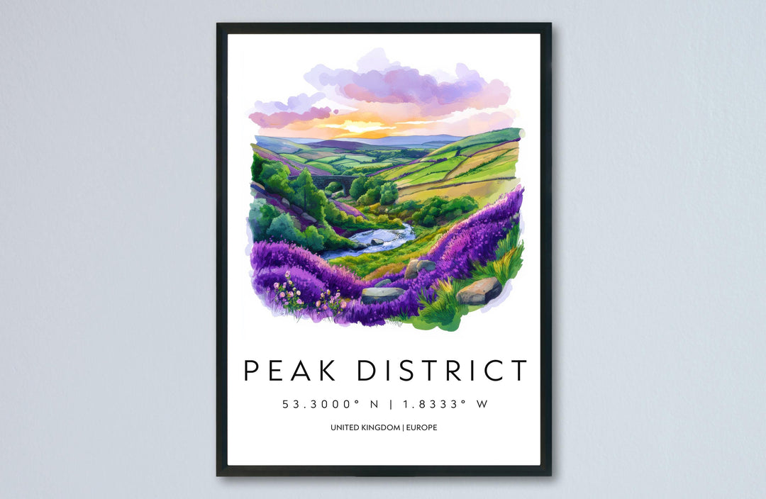 Peak District Watercolor Poster Wall Art Peak District Decor Home Décor Peak District Gift UK Art Lover Gift, Travel Souvenir Print