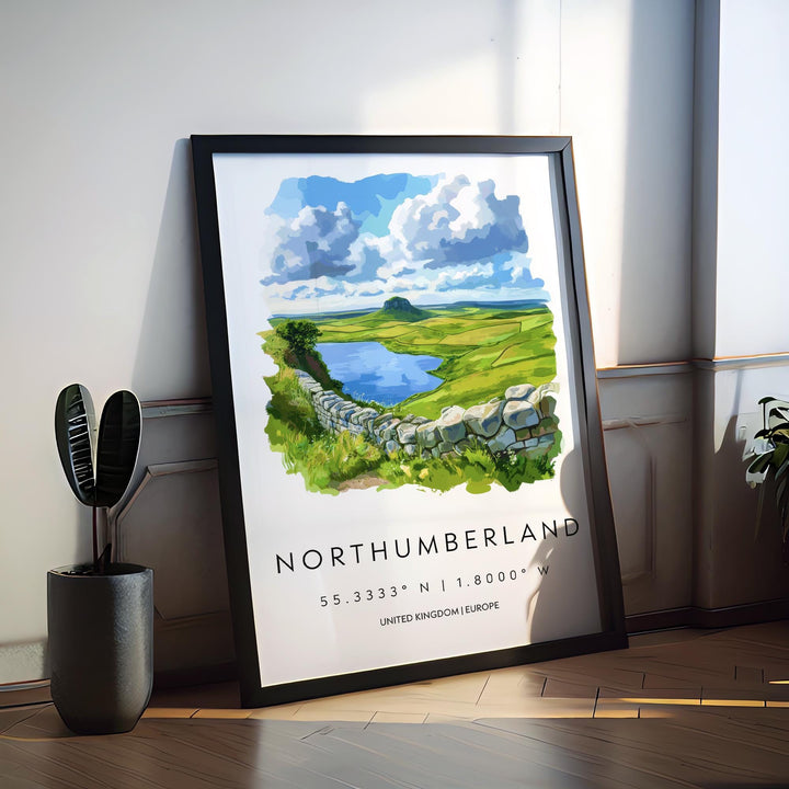 Northumberland Watercolor Poster Wall Art Northumberland Decor Home Décor Northumberland Gift UK Art Lover Gift, Travel Souvenir Print