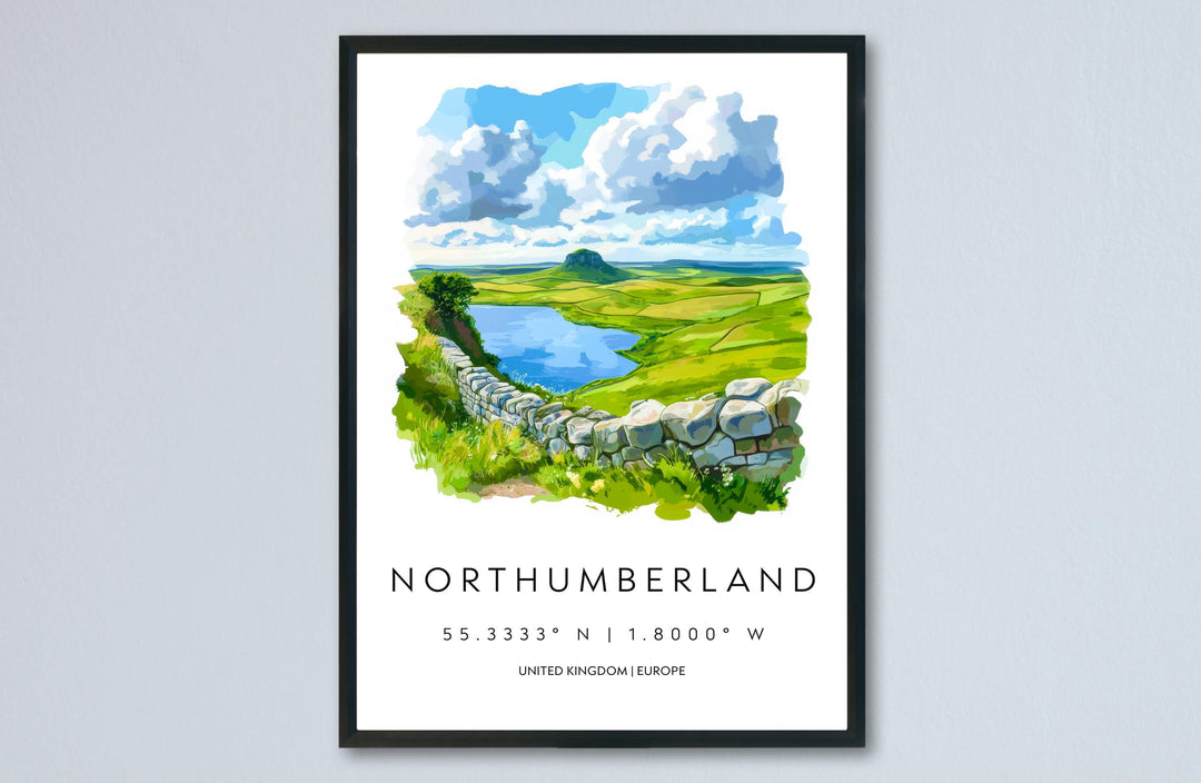 Northumberland Watercolor Poster Wall Art Northumberland Decor Home Décor Northumberland Gift UK Art Lover Gift, Travel Souvenir Print