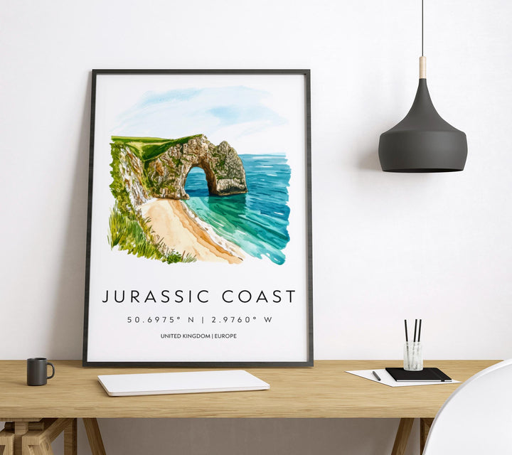 Jurassic Coast Watercolor Poster Wall Art Jurassic Coast Decor Home Décor Jurassic Coast Gift UK Art Lover Gift, Travel Souvenir Print