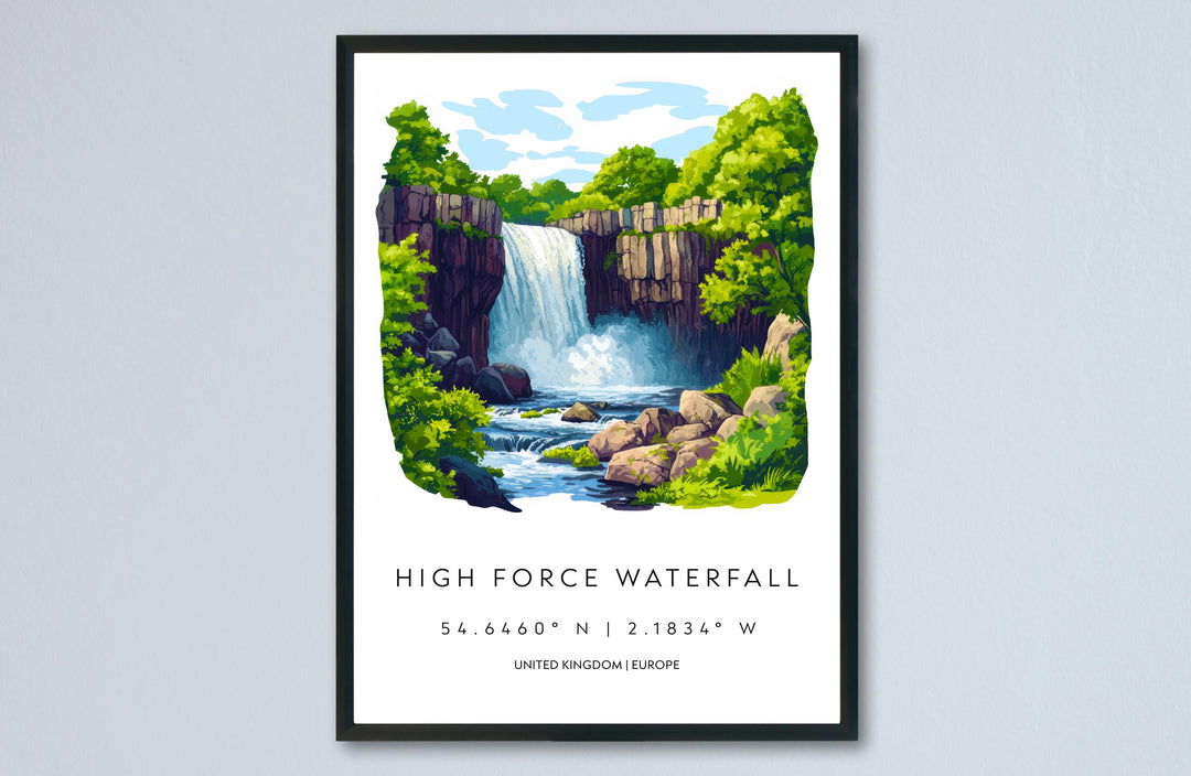 High Force Waterfall Watercolor Poster Art High Force Decor Home Décor High Force Gift UK Art Lover Gift, Travel Print