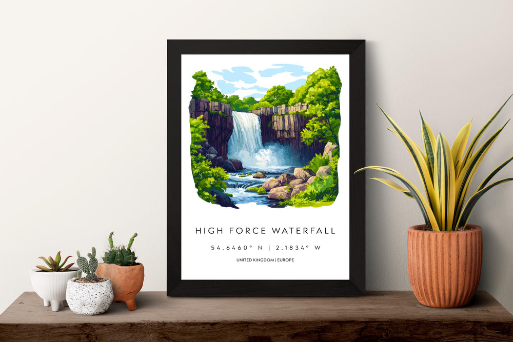 High Force Waterfall Watercolor Poster Art High Force Decor Home Décor High Force Gift UK Art Lover Gift, Travel Print