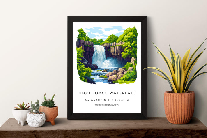 High Force Waterfall Watercolor Poster Art High Force Decor Home Décor High Force Gift UK Art Lover Gift, Travel Print