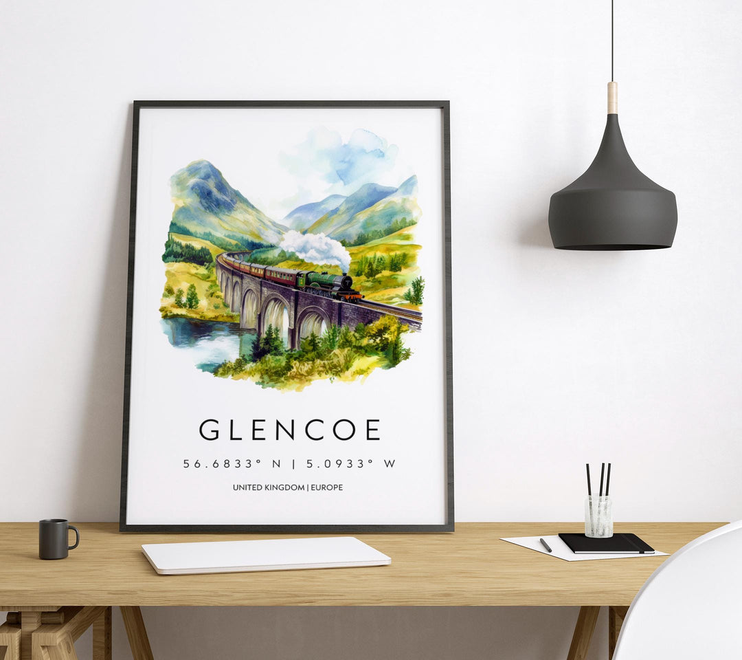 Glencoe Watercolor Poster Wall Art Glencoe Wall Hanging Home Décor Glencoe Gift Art Lovers Scotland Art Lover Gift