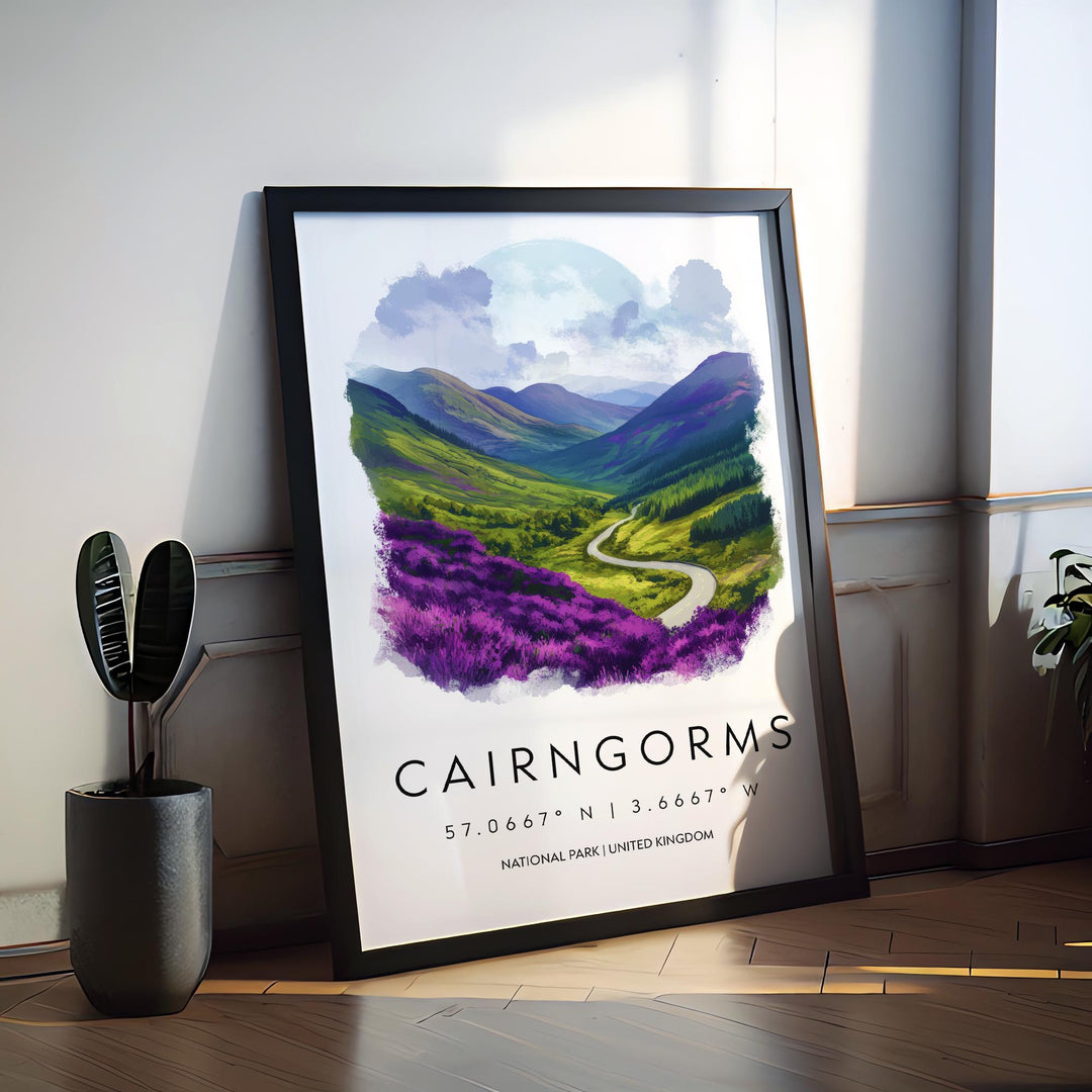 Cairngorms NP Watercolor Poster Wall Art Cairngorms Decor Home Décor Cairngorms Gift UK Art Lover Gift, Travel Souvenir Print