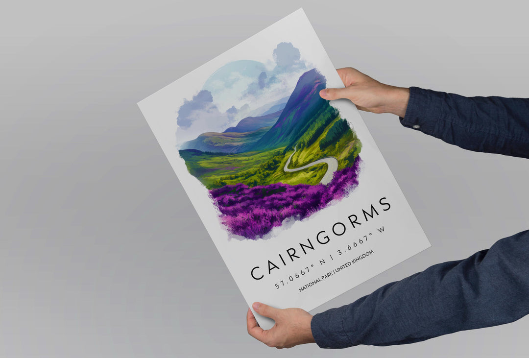Cairngorms NP Watercolor Poster Wall Art Cairngorms Decor Home Décor Cairngorms Gift UK Art Lover Gift, Travel Souvenir Print